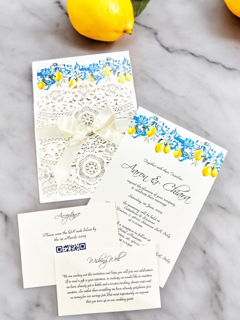Laser Cut Wedding Invitation Sample Card – Blue, Australia Design By Tango Design