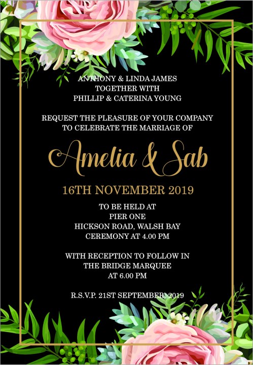 AMELIA & SAB BLACK LUXE INVITATION