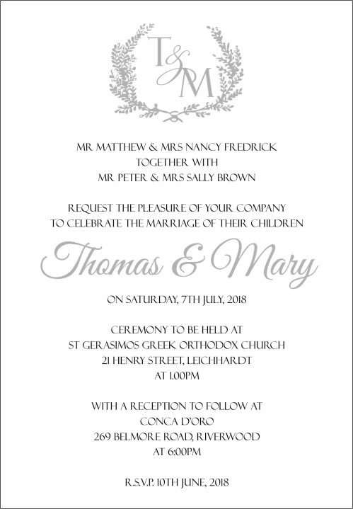 THOMAS & MARY LUXE INVITATION